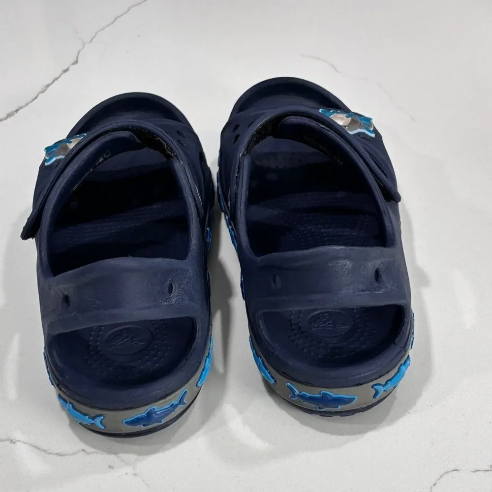 Crocs | FunLab Boys Waterproof Deep Blue Shark Comfort Sandals 206365